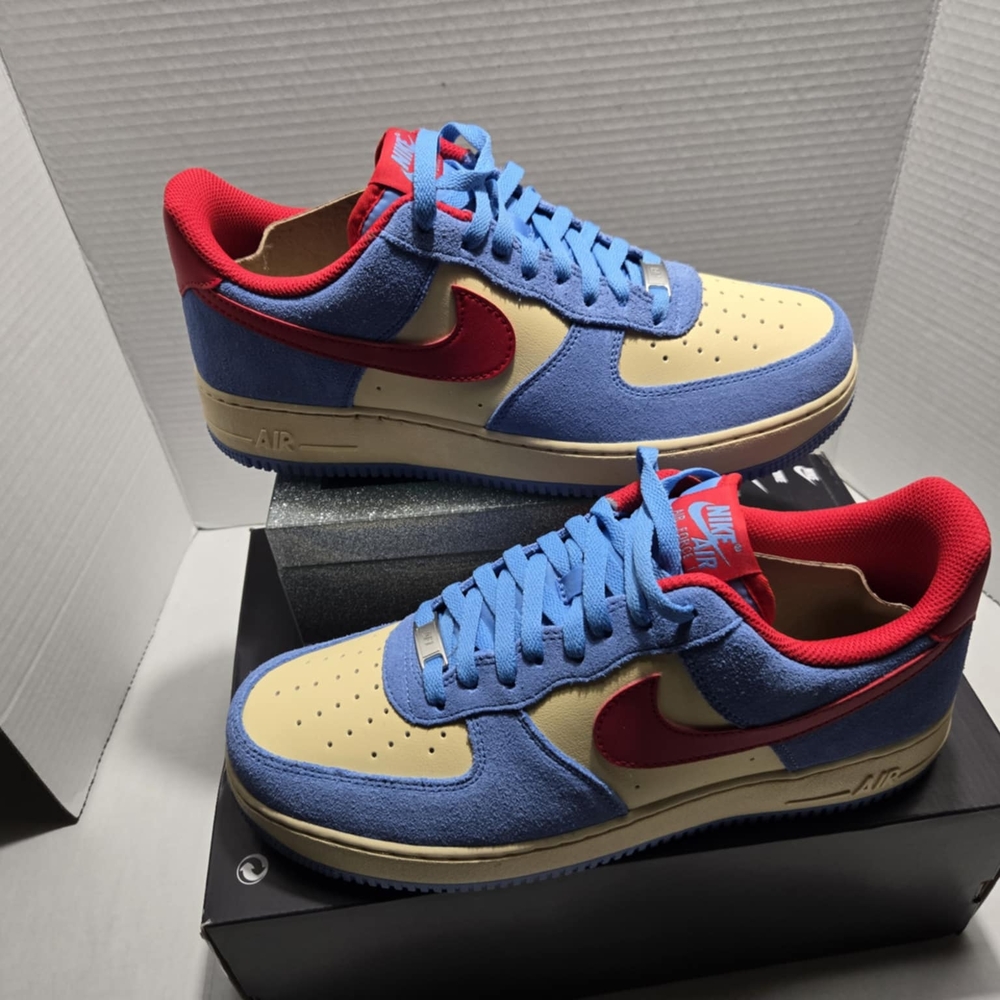 Nike Air Force 1 Premium Low Blue and Red Beige Sneaker Streetwear BrandNew 10.5 - Picture 13 of 16